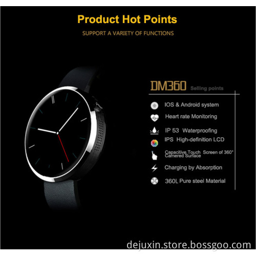 DM360 Bluetooth Smart Watch with heart rate fitness tracker Sport wristwatch for Ios and Android Phone watch for Men Women Gold